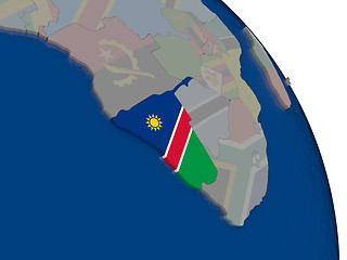 Image showing Namibia with flag on globe