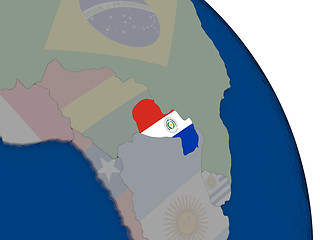 Image showing Paraguay with flag on globe