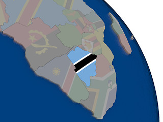 Image showing Botswana with flag on globe