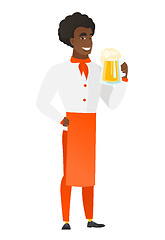 Image showing Chef cook drinking beer vector illustration.