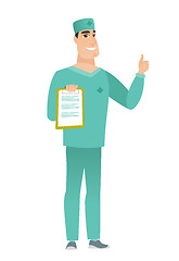 Image showing Doctor with clipboard giving thumb up.