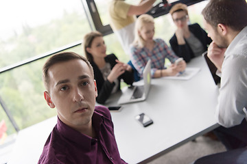 Image showing Group of young people meeting in startup office