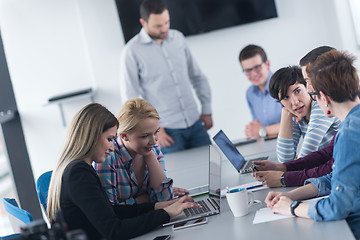 Image showing Group of young people meeting in startup office