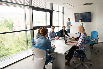 Image showing Business Team At A Meeting at modern office building