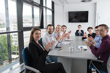 Image showing Group of young people meeting in startup office