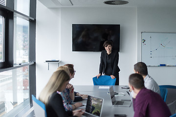 Image showing Group of young people meeting in startup office