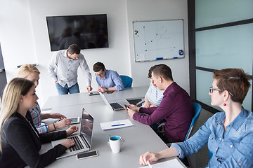 Image showing Group of young people meeting in startup office