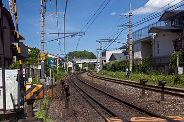 Image showing Railway track in Japanese suburb