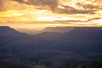 Image showing the Blue Mountains Australia at sunset