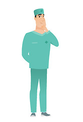 Image showing Caucasian doctor thinking vector illustration