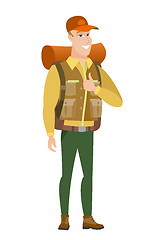 Image showing Traveler giving thumb up vector illustration.