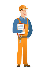 Image showing Builder holding clipboard with papers.