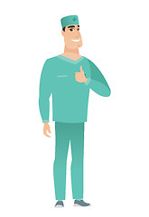 Image showing Doctor giving thumb up vector illustration.