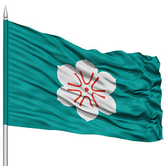 Image showing Isolated Saga Japan Prefecture Flag on Flagpole