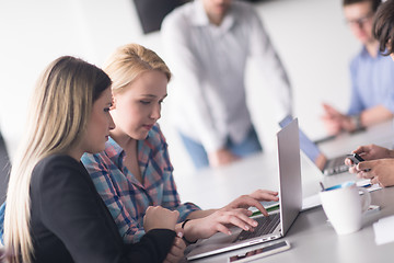 Image showing Group of young people meeting in startup office