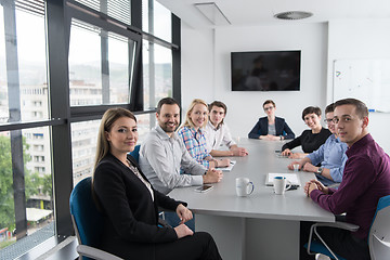 Image showing Group of young people meeting in startup office