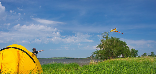 Image showing summer landscape with kite
