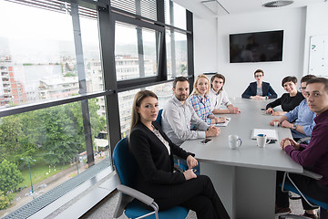 Image showing Group of young people meeting in startup office