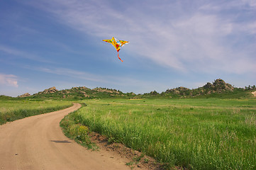 Image showing Kite in the summer cloudy sky