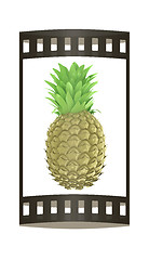 Image showing pineapple.3d illustration. The film strip.