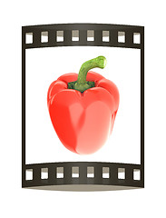 Image showing Red bulgarian pepper. 3d illustration. The film strip.