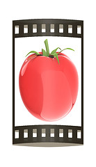 Image showing tomato. 3d illustration. The film strip.