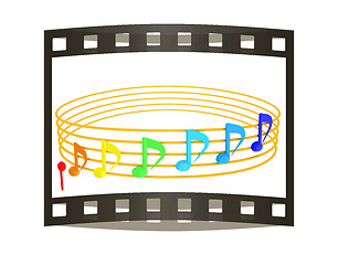 Image showing Various music notes on stave. Colorfull 3d. 3D illustration. The