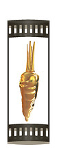 Image showing Gold Carrot. 3d illustration. The film strip.