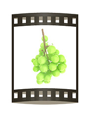 Image showing Healthy fruits Green wine grapes isolated white background. Bunc