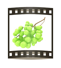 Image showing Healthy fruits Green wine grapes isolated white background. Bunc