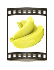 Image showing bananas. 3d illustration. The film strip.