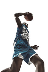 Image showing The portrait of a basketball player with ball