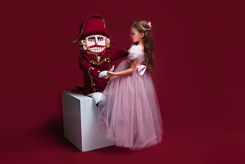 Image showing The beauty ballerina who holding a nutcracker