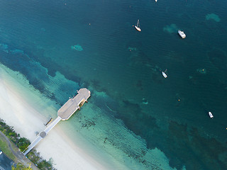 Image showing Aerial view of Shoal Bay Jetty Port Stephens