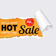 Image showing Sale Banner on Torn Hole Paper