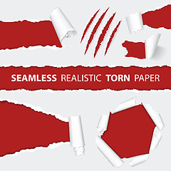 Image showing Realistic Seamless Torn Paper and Scratch Claws