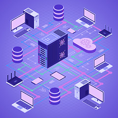 Image showing Data Network Cloud Computing Technology Isometric