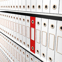 Image showing One Red File Amongst White For Getting Office Organized