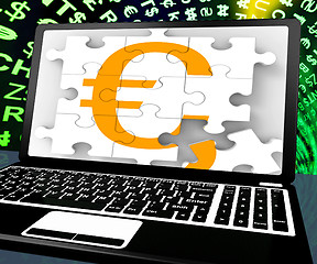 Image showing Euro Sign On Laptop Shows Online Money Exchange