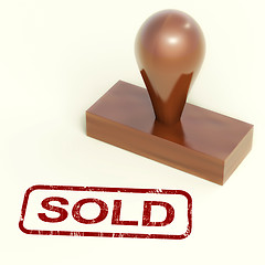 Image showing Sold Stamp Showing Selling Or Purchasing