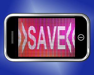 Image showing Save Message On Mobile Phone Shows Promotion