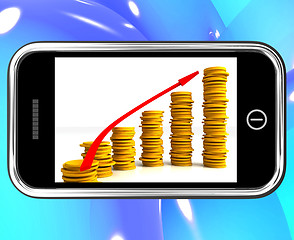 Image showing Money Increasing On Smartphone Showing Big Earnings