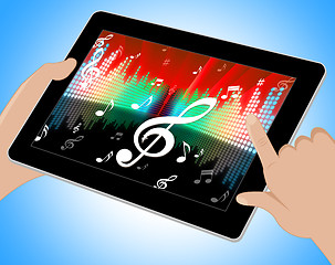 Image showing Notes Equaliser Represents Sound Track And Abstract Tablet