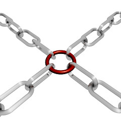 Image showing Red Link Chain Shows Strength Security