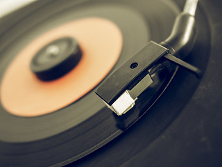 Image showing Vintage looking Vinyl record on turntable