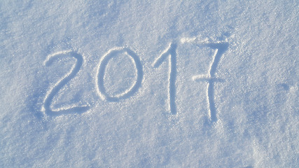 Image showing 2017 drawing on the white snow 