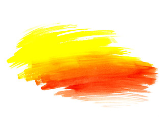 Image showing Bright yellow and red paint shape on white background