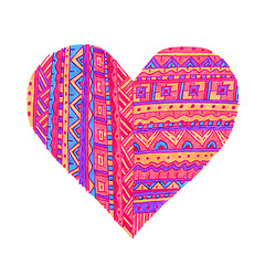 Image showing Bright heart with abstract pattern on white background