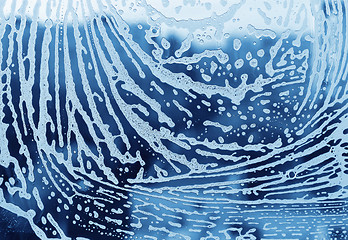 Image showing Soap foam pattern on glass