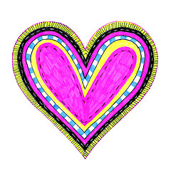 Image showing Bright color heart with abstract pattern